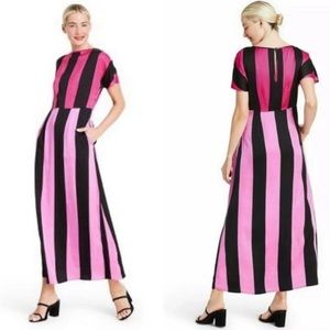 Christopher John Rogers x Target Pink Black Stripe Maxi Dress
